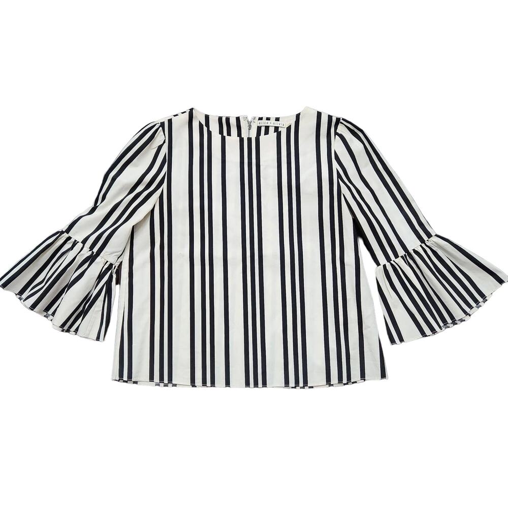 Alice + Olivia Bernice Stripe Blouse Size Small